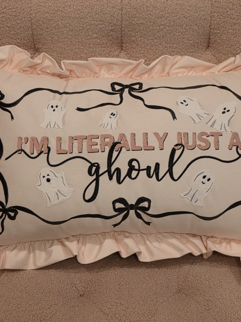 I'm Literally Just a Ghoul Decorative Pillow - Pink